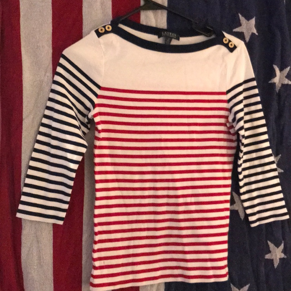 Red and blue striped Ralph Lauren shirt